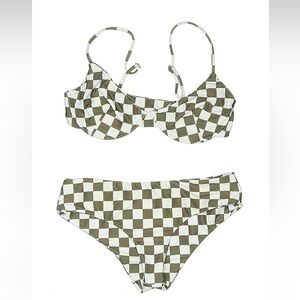 Mikoh Mini Olive and White Checkered Bikini 2piece size M/L kids Girls